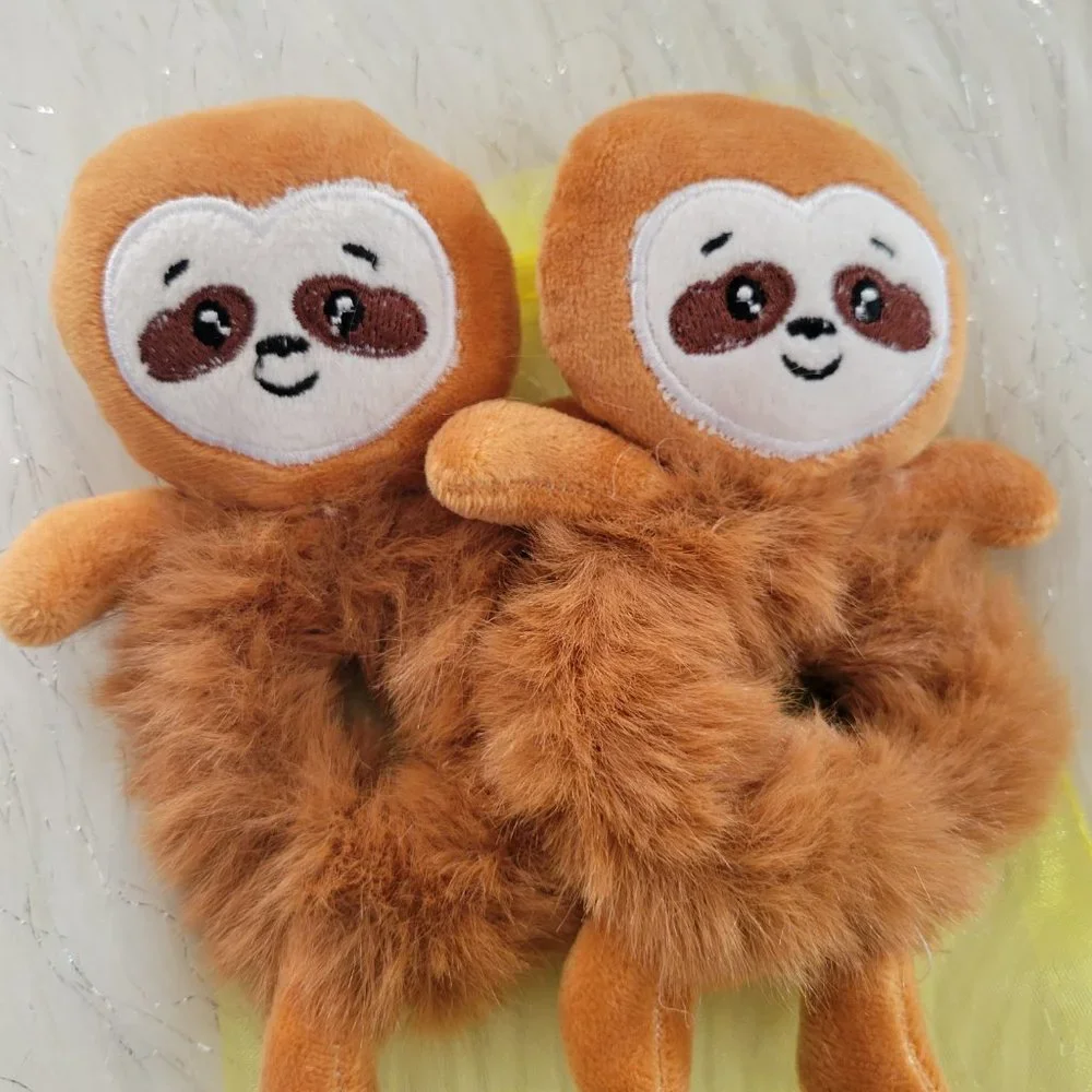Set of 2 Plush Sloth Scrunchies